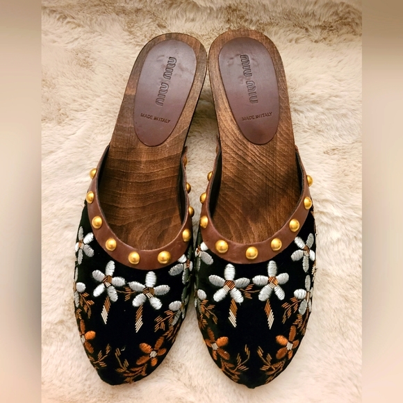 Miu Miu Shoes - Miu Miu vintage embroidered clogs